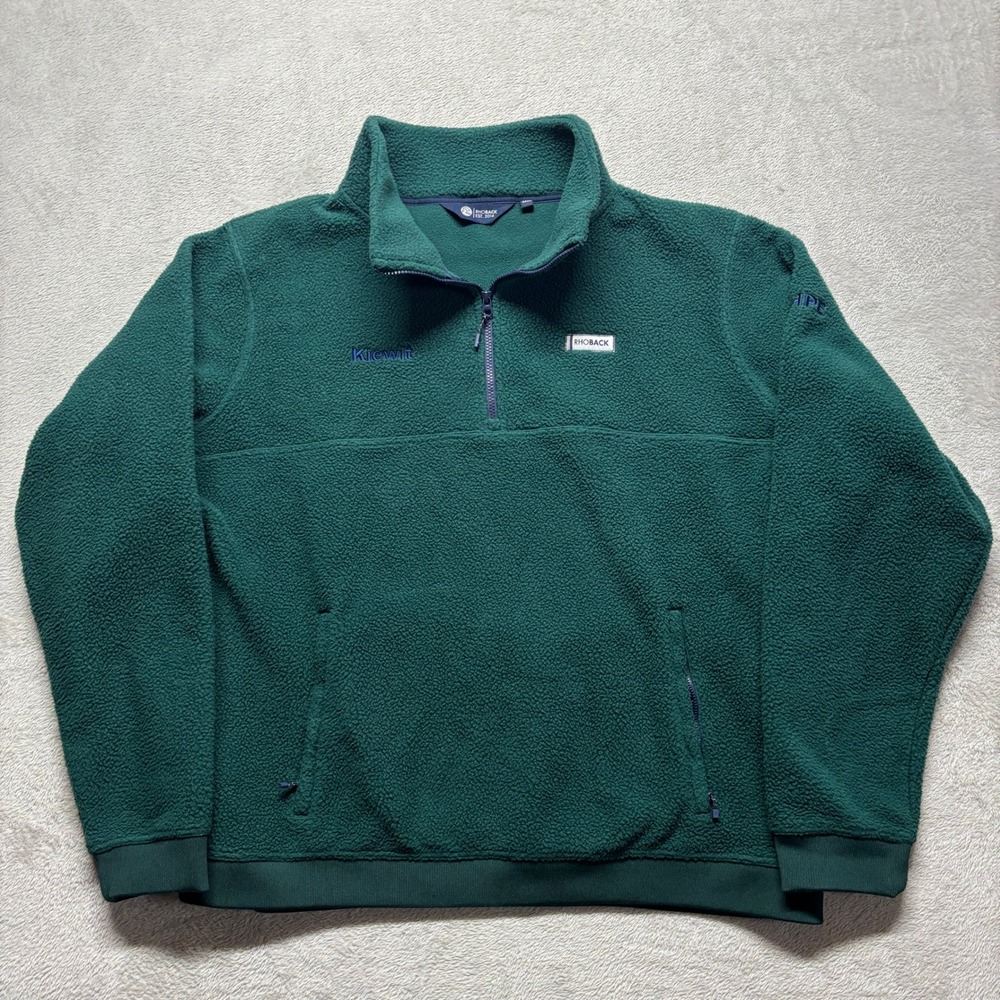 Rhoback Pullover Mens 3XL Quarter Zip Ponderosa Green Summit Fleece Logo EUC